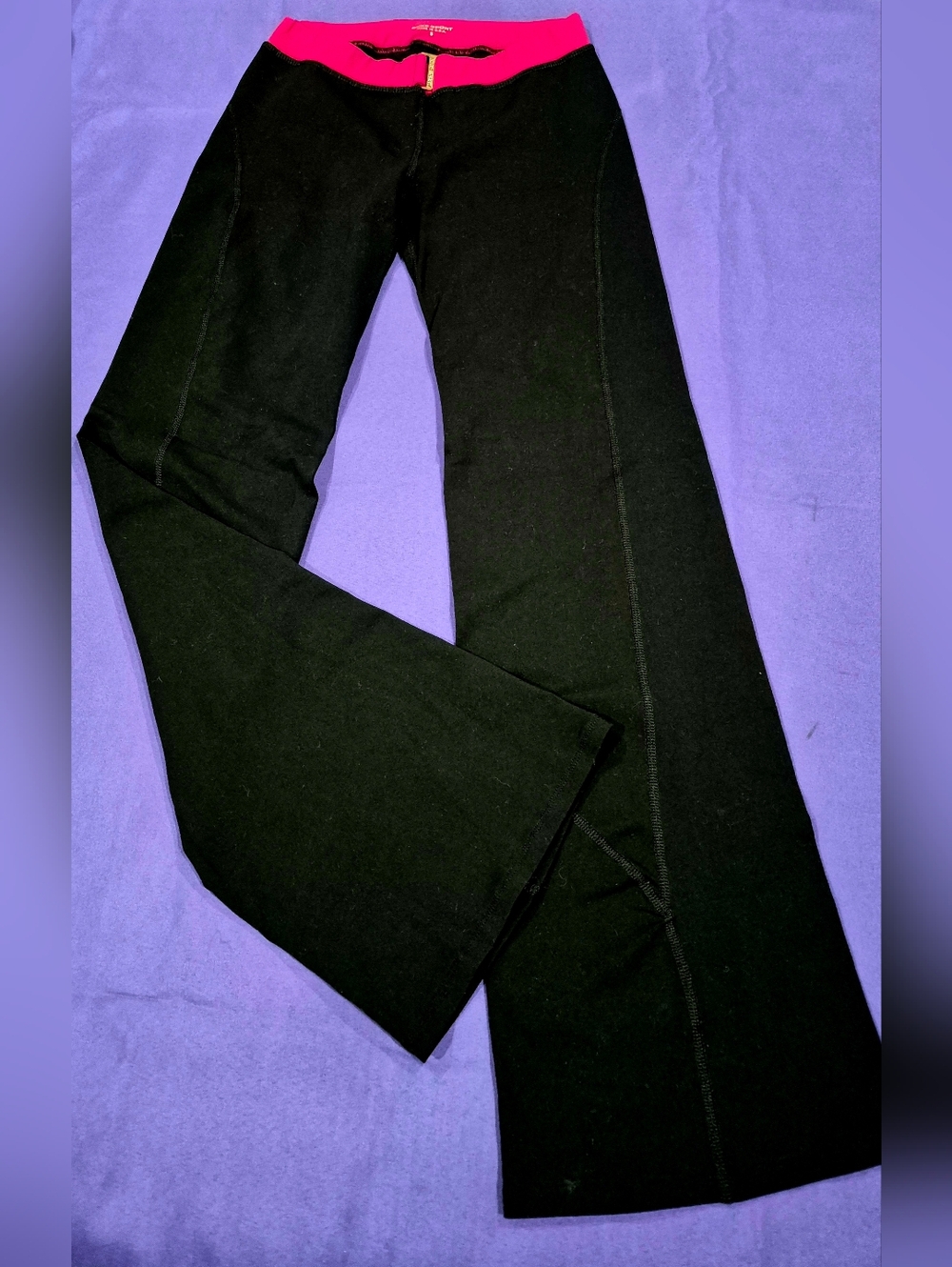 Bebe Sport Logo Black/Deep Pink Pants w/Belt Buckle - XS (30" inseam)